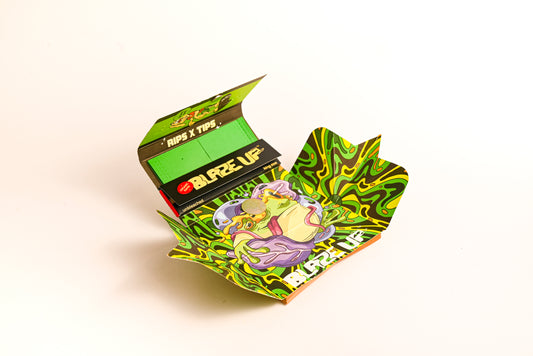 BLAZE UP BROWN RIPS X TIPS ADVANCE CON BANDEJA DE MEZCLA (CERRADURA MAGNÉTICA) PAQUETE DE 10 